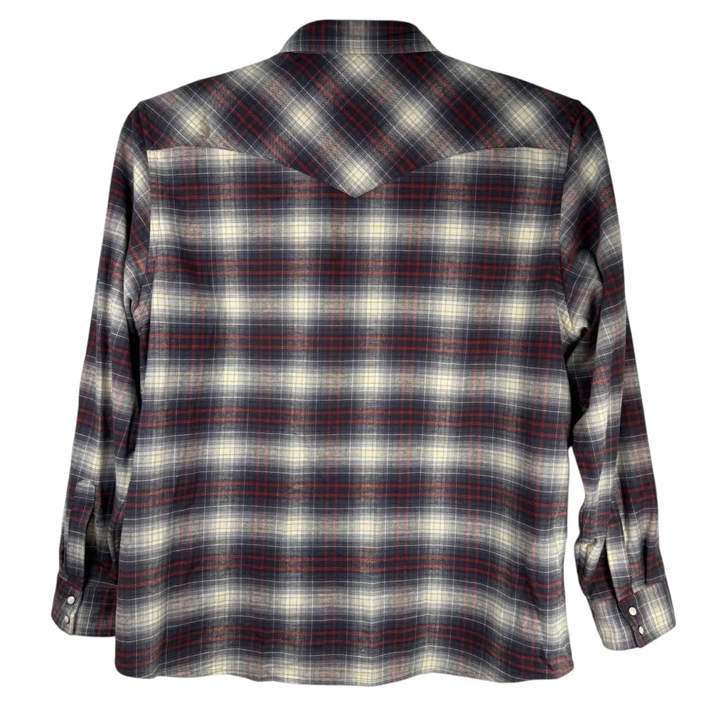 Pendleton‎ Pearl Snap Flannel Shirt Men’s XXL Red Grey Plaid Western Button Up